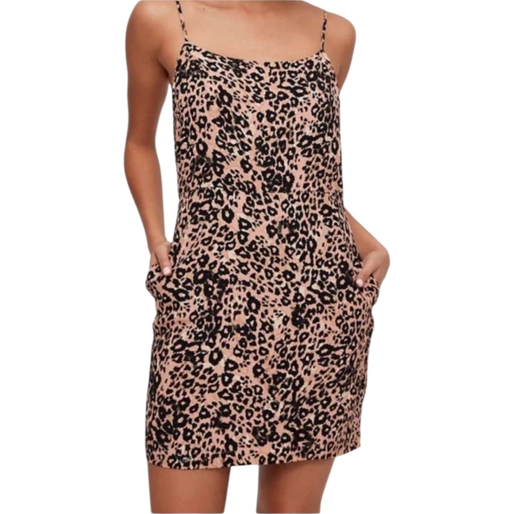Wilfred Aritzia Isabelle Dress Animal Print Black and Tan
